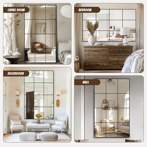 Antok Wall Mirror, Metal Framed Wall Mounted Mirror, Hanging or Leaning - Image 7