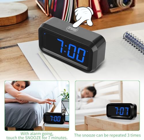 KWANWA Small Digital Alarm Clock, 1.2inch Dark Blue LED Digits, Adjustable - Image 6