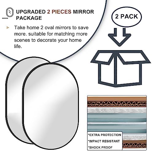 Oval Bathroom Mirror Capsule Wall Vanity Mirror, 2 Pieces 20"x30" Pill Mirrors - Image 3
