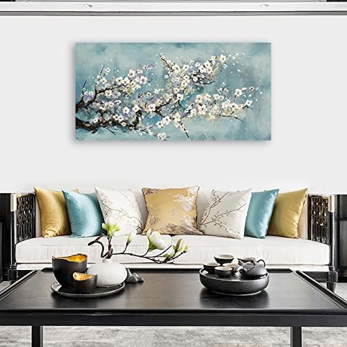 Flowers Wall Art Plum Blossom Canvas Art Botanical Floral Canvas Pictures Grey - Image 2