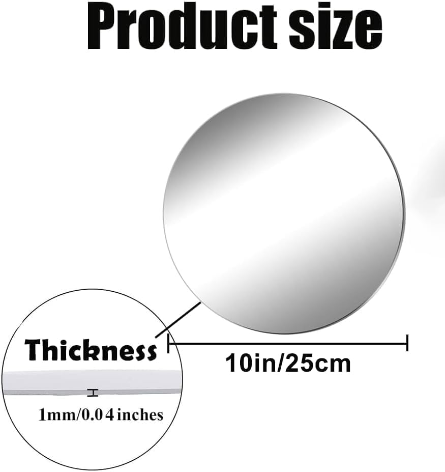 Acrylic Round Mirrors, 10 inch No Glass Circle Mirror Tiles Self Adhesive - Image 2