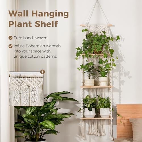 Bamworld Plant Wall Shelf Boho Plant Stand Window Plant Shelf - Image 4