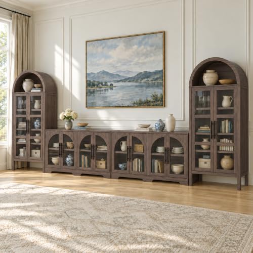 4-Piece Retro Media Console Sideboard Set w/Glass Doors - Image 3