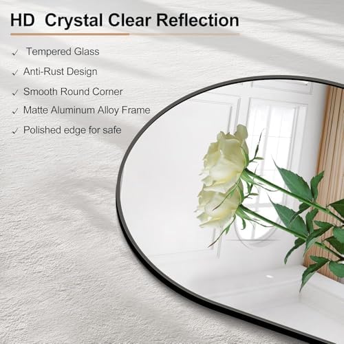 GLASHOM Arched Bathroom Mirror, Wall Mounted Mirror, Living Room, Vertically - Image 2