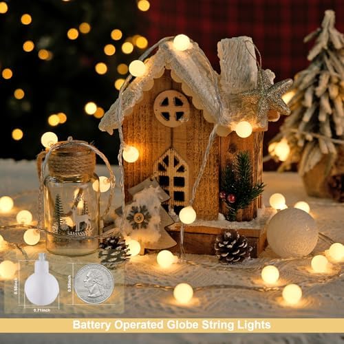 JMEXSUSS Warm White 100 LED Globe Battery Operated Christmas Lights Indoor - Image 4