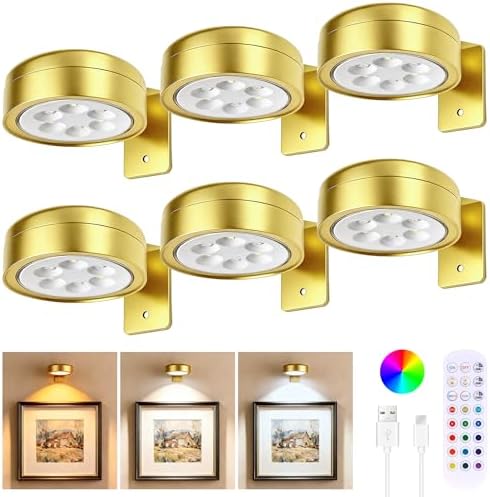6-Pack Picture Lights for Wall, Rechargeable Cordless Poster Lights by Unknown