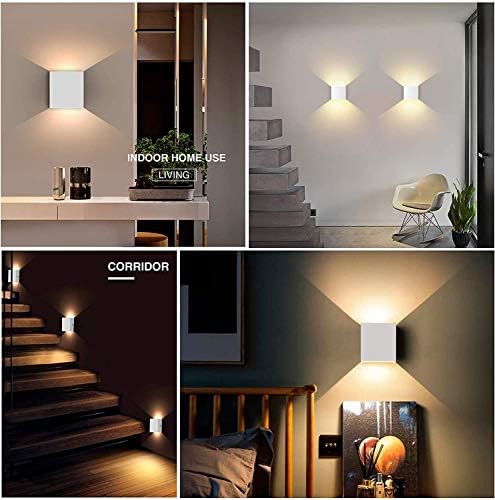 Lightess White Mini Metal 10W Warm White Hardwired Up Down LED Wall Sconce - Image 4