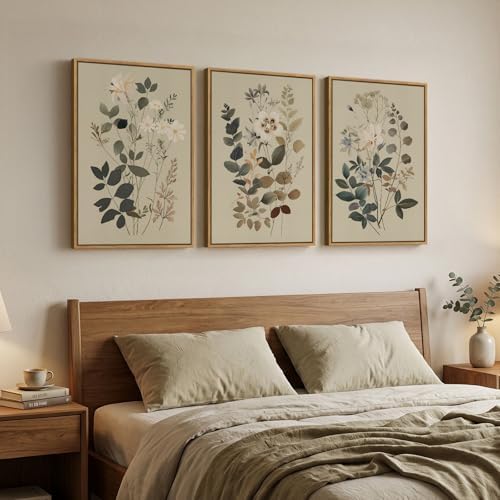 Framed Neutral Floral Botanical Wall Art - Image 2