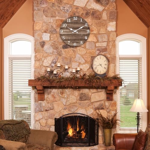 XFM Large Brown Farmhouse Wall Clock 20 Inch Silent - Image 5