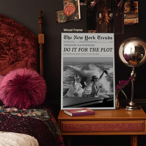 Trendy Newspaper Canvas Wall Art 20x30in Wooden Framed Black And White Prints - Image 2