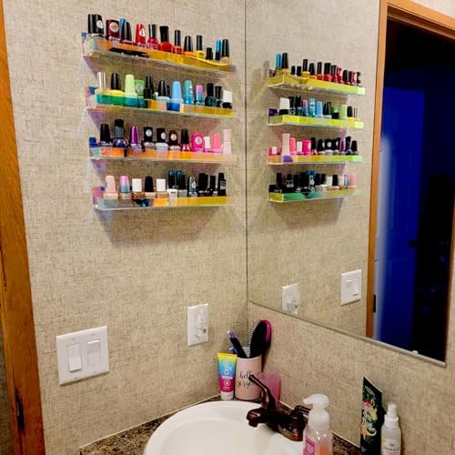 4 Pack 15 Inch Iridescent Acrylic Floating Wall Shelves, Rainbow Shelves - Image 4