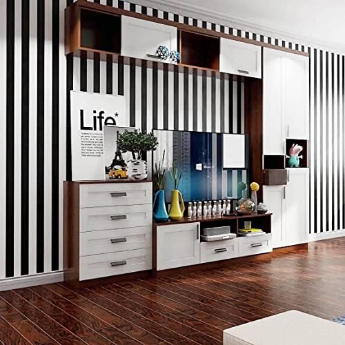 Black and White Striped Peel and Stick Wallpaper Self-Adhesive Removable - Image 5