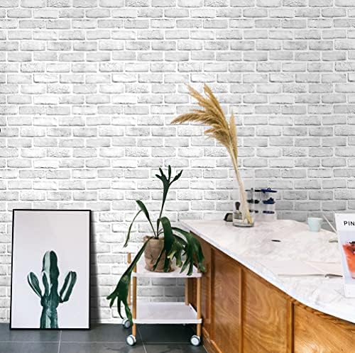 Hopeak White Brick Wallpaper Self-Adhesive Peel and Stick Wallpaper Waterproof - Image 5