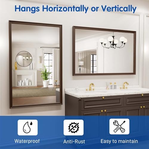 WEER Brown Bathroom Vanity Mirror 48x30 Inch - Image 6