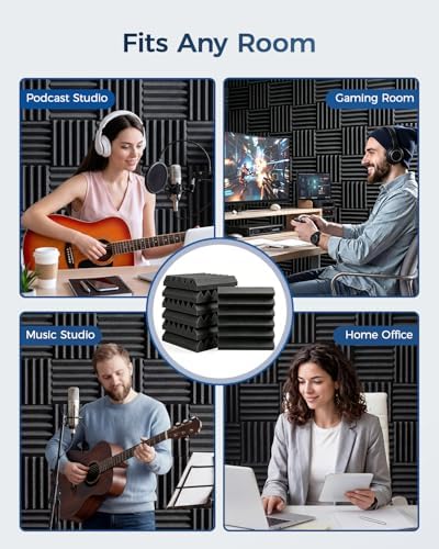 GUERRI 24 Pack Acoustic Foam Panels 12" x 12" x 3.2" Wedges Design Sound Proof - Image 3