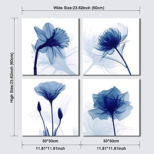 Pyradecor Blue Flickering Flower Abstract Paintings Canvas Wall Art Grace - Image 6