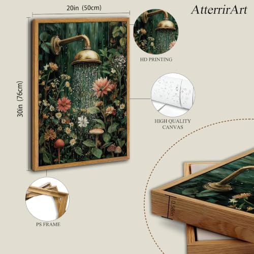 AtterrirArt Framed Funny Bathoom Wall Art Moody Bathtub Flower Artwork - Image 4