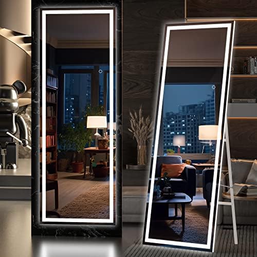 Hasipu Full Length Mirror with Lights, 66.9" x 23.6" LED Lighted Floor Standing by Whatssuitableisthebest