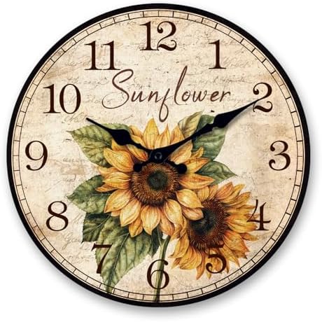 XFM Sunflower Wall Clock Battery Operated 10 Inch by XFMWallClock