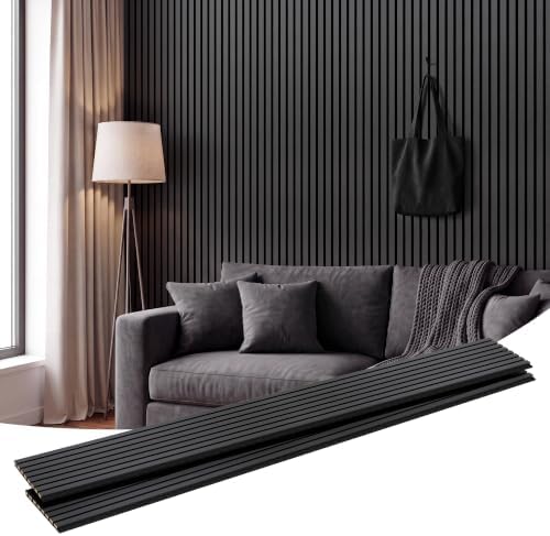Amsleekey 2-Pack 94.5″x12.6″ Acoustic Wood Slat Wall Panels, 4 Hooks by Amsleekey