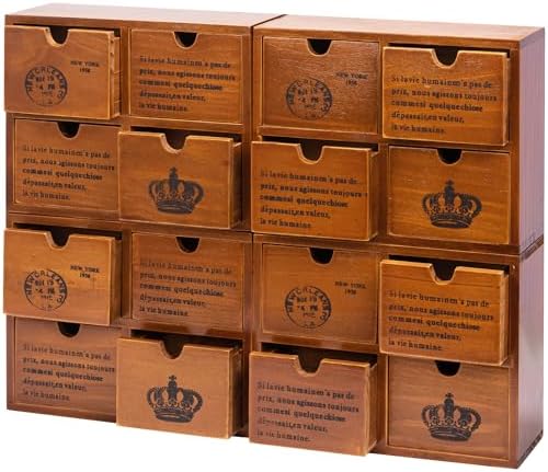 Modular Stackable Set of 4 Mahogany Brown Wood Storage Drawers by Woodaholic