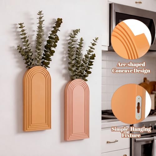 6 Pack Boho Wall Vase Wooden Hanging Planters, Classic Colors - Image 5