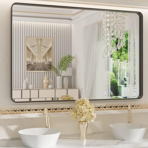 WEER Black Bathroom Vanity Mirror 48X32 Inch by WEER