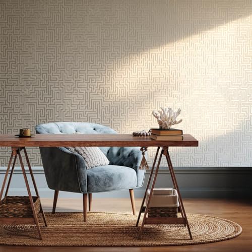 3D Textured Matte Textured Greek Key Wallpaper 20.8"x32.80ft - Image 3