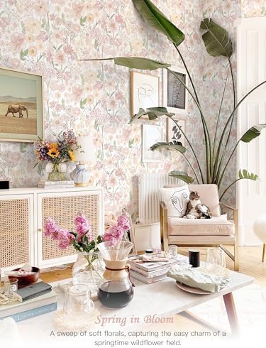 Heroad Floral Peel and Stick Wallpaper Pink Contact Paper Flower Stick on - Image 3