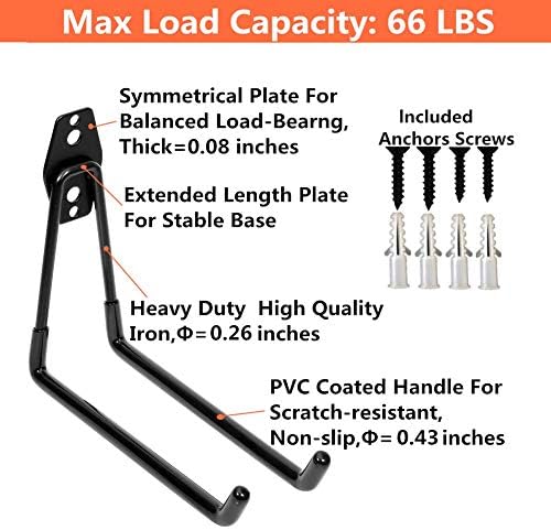 Heavy Duty Garage Storage Utility Double Hooks, Extended Wall Mount Tool Holder - Image 6
