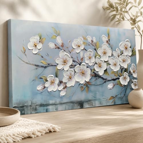 Anolyfi Cherry Blossom Flowers Textured Wall Art - Image 3