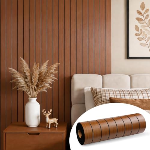Wood Grain 15.8" W x 118" L Peel and Stick Wall Panels, 3D Soundproof by Labeumela