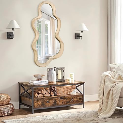 Large Asymmetrical Mirror, Irregular Cloud Wall Mirror Wood Frame Mirror - Image 6