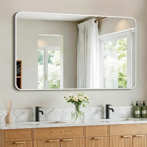 Vanity Bathroom Mirror, 50”x30” Silver Bathroom Mirror by LawadaMirror
