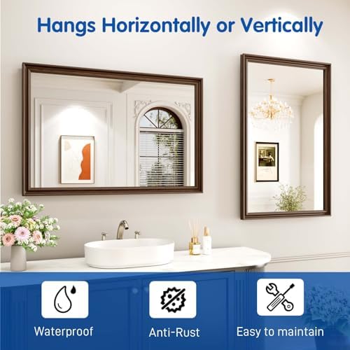 WEER Brown Bathroom Vanity Mirror 24x36 Inch - Image 6