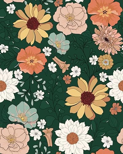 17.7" x 197" Floral Wallpaper Peel and Stick Vintage Floral Contact Paper Boho by Virefana
