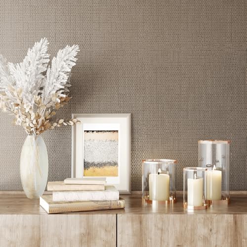 Taupe Brown Grasscloth Wallpaper Peel and Stick Metallic Grass Cloth Wallpaper - Image 4