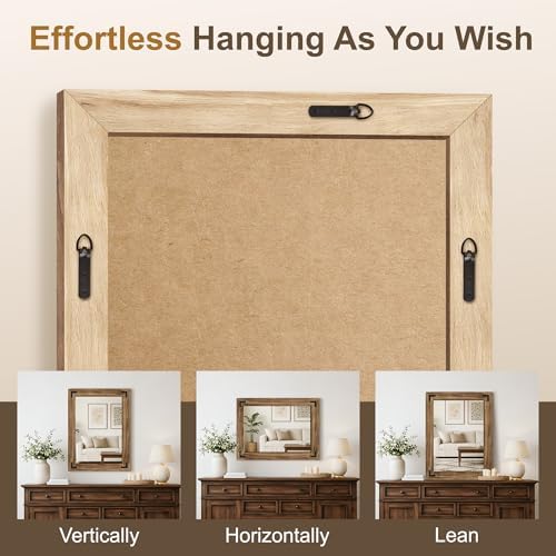 AMOISE Farmhouse Bathroom Vanity Mirror 32"x24" Vintage Rustic Wall Mirror - Image 4