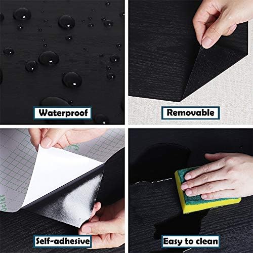 tiltil Black Wood Peel and Stick Wallpaper Wood Contact Paper 17.7" × 197" - Image 4