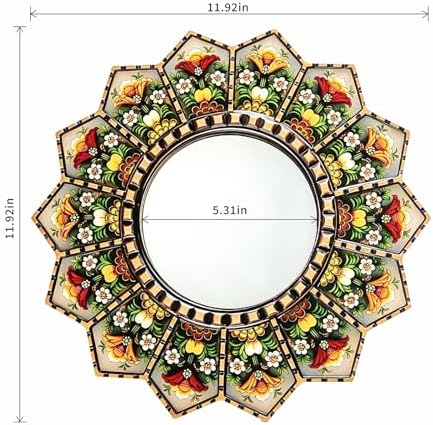 Sunburst Flower Decorative Wall Mirror Mandala Floral Wall Accent Mirror - Image 3