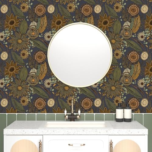 Laatse Boho Wallpaper Peel and Stick 17.5"x393", Haze Blue Contact Paper - Image 4