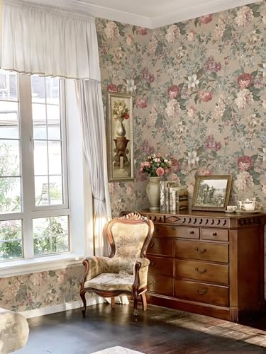 Ismoon Floral Wallpaper Peel and Stick Vintage Brown Contact Paper - Image 6