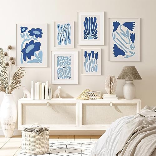 Youillne Matisse Flower Wall Art Prints Blue Abstract Wall Decor Aesthetic - Image 3