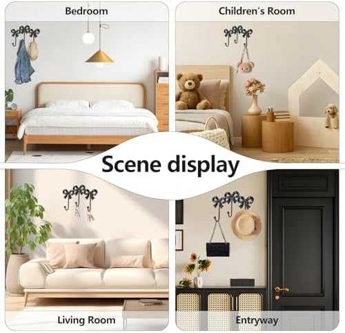 Black Bow Hooks Coat Rack, Wall Mount Coat Hook, Bow Room Wall Decorations - Image 3