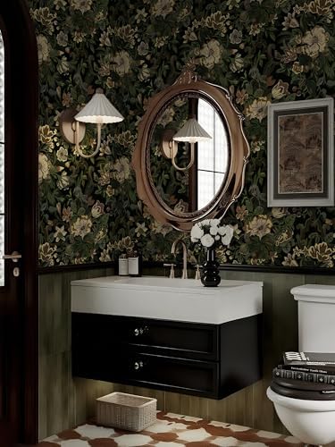 Dimoon 17.3"x393" Dark Wallpaper Peel and Stick Moody Vintage Victorian Floral - Image 4