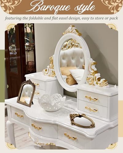Wonderjune 3 Pcs Vintage Gold Wall Mirror Set, Classic Style - Image 6