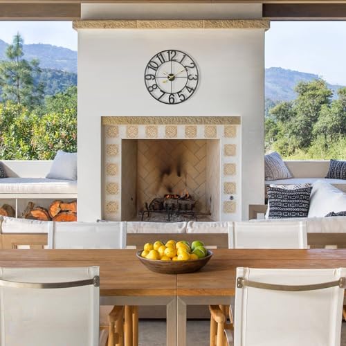 Large Outdoor Clock, Silent Non-Ticking Battery Operated Outdoor Wall Clock - Image 2