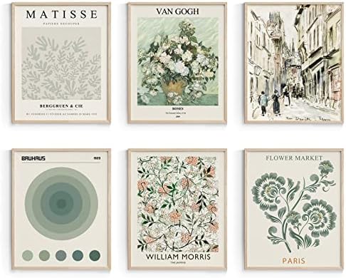 Habseligkeit Sage Green Master Wall Art Prints, Abstract Matisse Wall Art by Habseligkeit