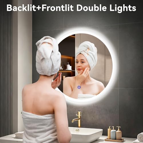24“ x 24” LED Bathroom Smart Mirror, Round Mirror - Image 2