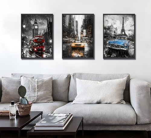 JWDXNOOK 3Pcs Color Car Canvas Prints Wall Art Unframed 12x16 inches - Image 5